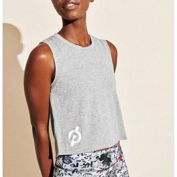 Peloton Lurex cropped grey muscle tank top - Picture 1 of 8